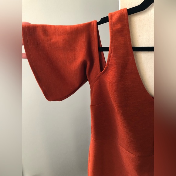 ASOS Cut-out MIDI Dress New Burnt Orange Size 10 - Picture 7 of 10